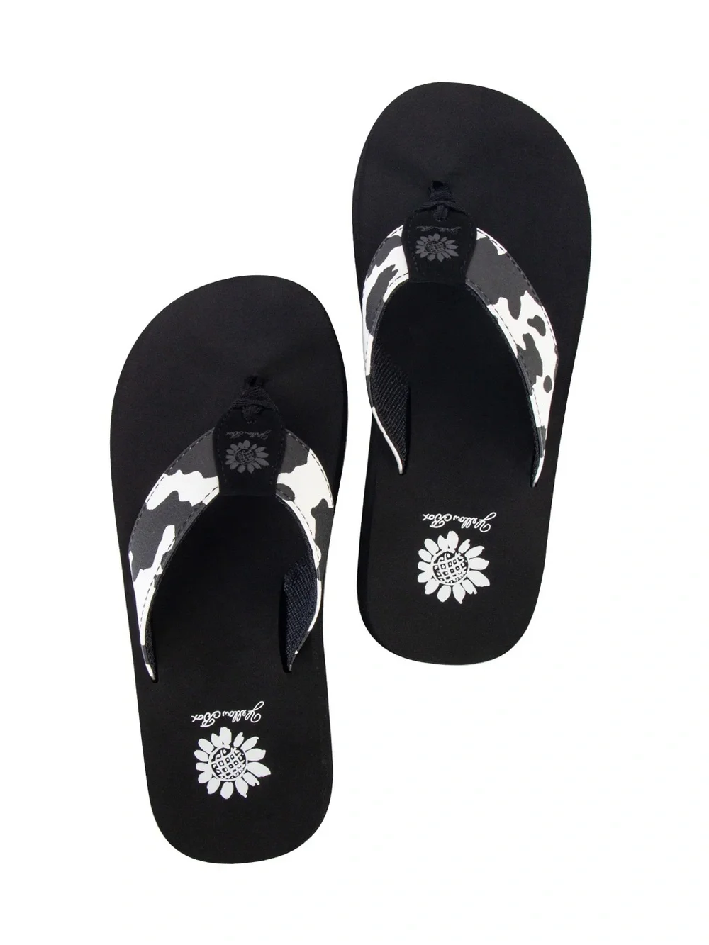 YELLOW BOX FLEXTER BLACK AND WHITE FLIP FLOPS MEDIUM WIDTH NEW IN BOOK - Picture 3 of 4